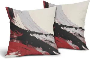 Black and Red Pillow Covers 18x18 Inch Set of 2 Modern Gray and Beige Outdoor Throw Pillow Covers Farmhouse Boho Pillowscase Cotton Linen Square Cushion Covers for Sofa Couch Bedroom Home Decoration