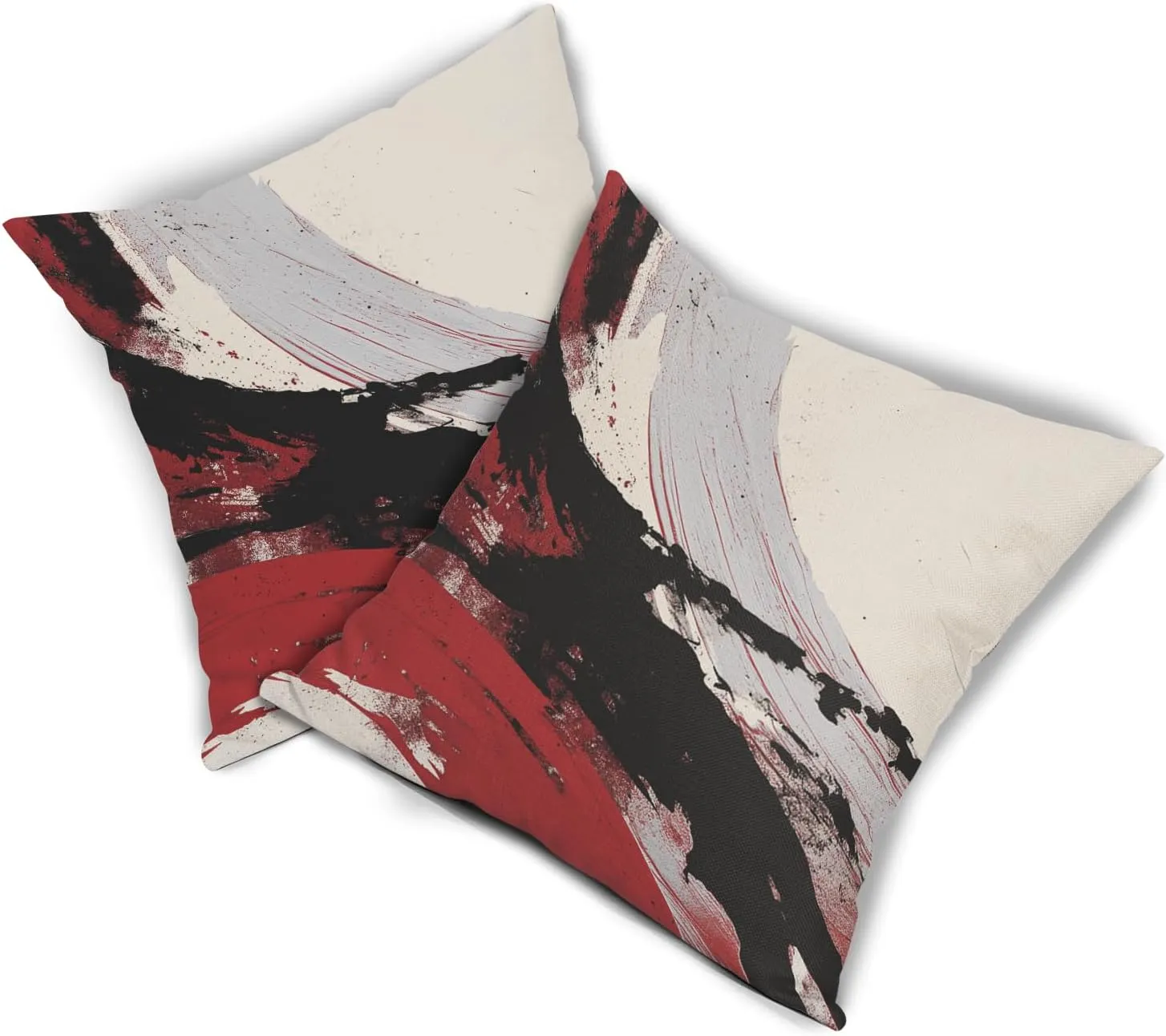 Black and Red Pillow Covers 18x18 Inch Set of 2 Modern Gray and Beige Outdoor Throw Pillow Covers Farmhouse Boho Pillowscase Cotton Linen Square Cushion Covers for Sofa Couch Bedroom Home Decoration