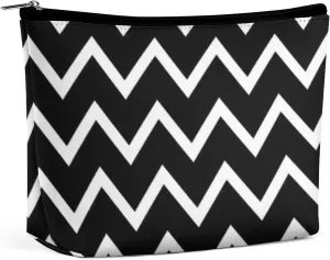 Black and White Chevron Cosmetic Bag, Travel Portable Makeup Bag for Purse Pouch Beauty Zipper Organizer Toiletry Bag for Women