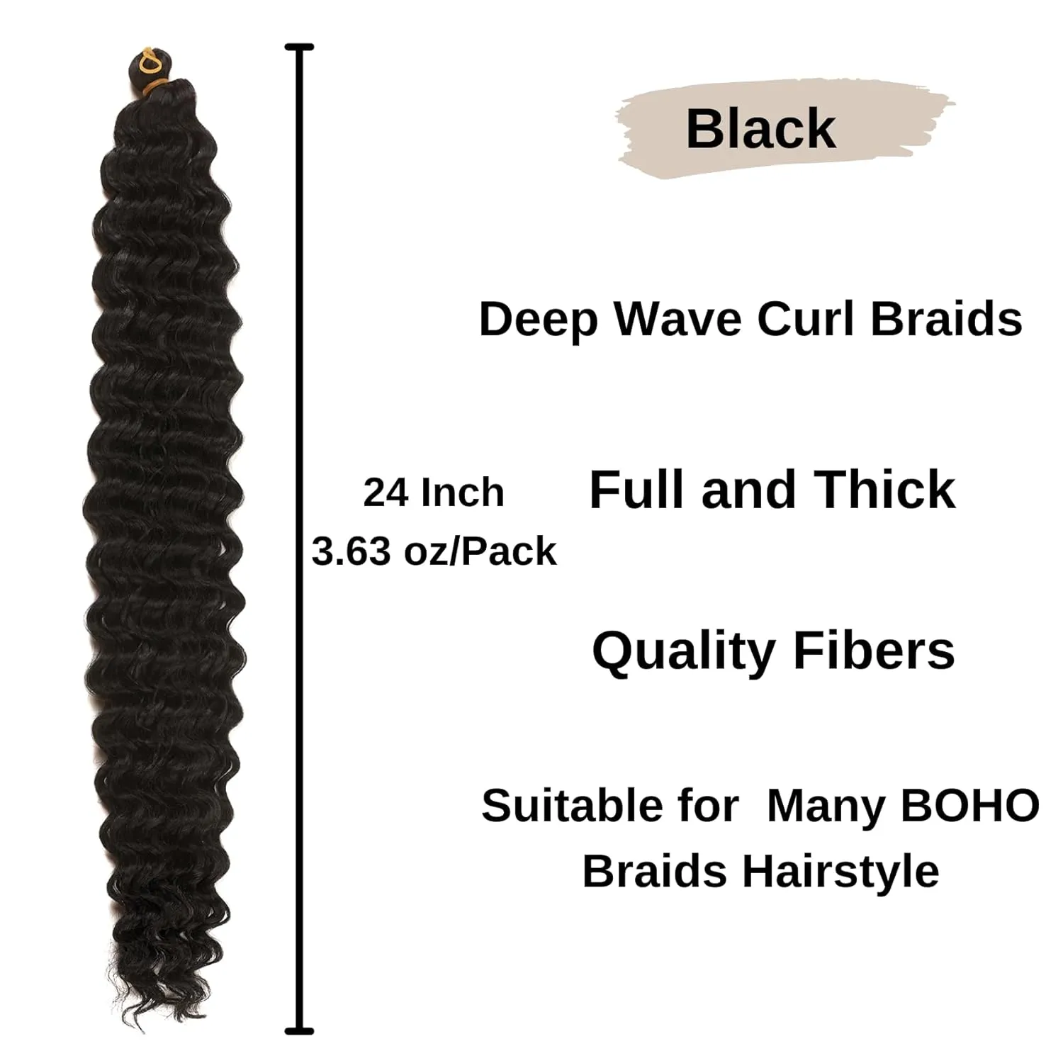 Black Braiding Hair Pre stretched Colored 1B Boho Hair for Braiding Hypoallergenic Crochet Boho Braids Ez Braid Knotless Synthetic Curls