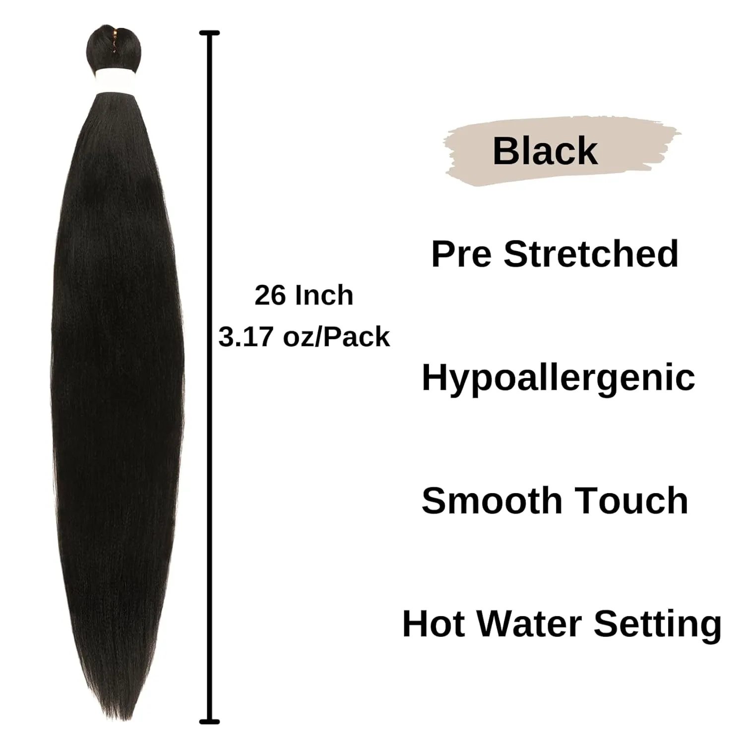 Black Braiding Hair Pre stretched Colored 1B Boho Hair for Braiding Hypoallergenic Crochet Boho Braids Ez Braid Knotless Synthetic Curls
