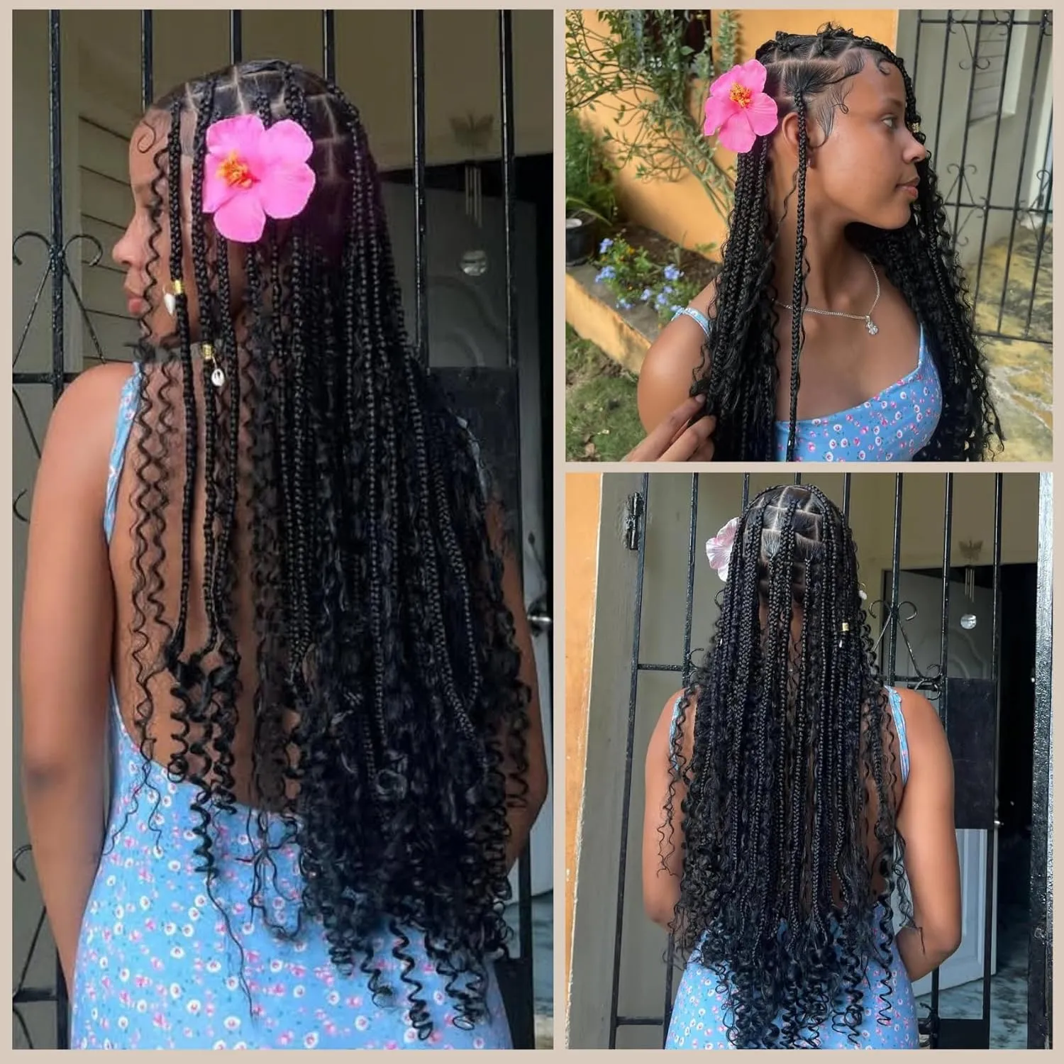 Black Braiding Hair Pre stretched Colored 1B Boho Hair for Braiding Hypoallergenic Crochet Boho Braids Ez Braid Knotless Synthetic Curls