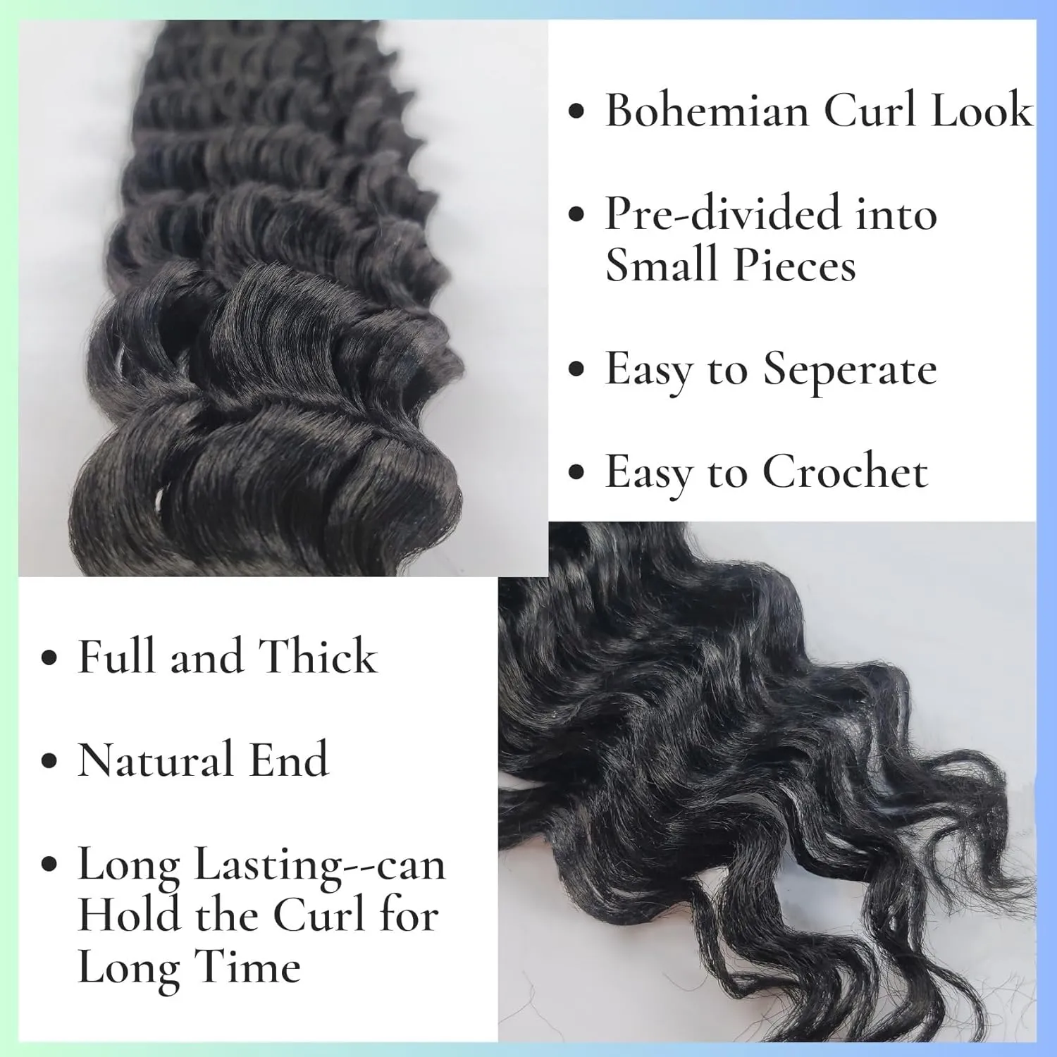 Black Braiding Hair Pre Stretched Knotless Braiding Hair for Boho Braids(6 Packs)