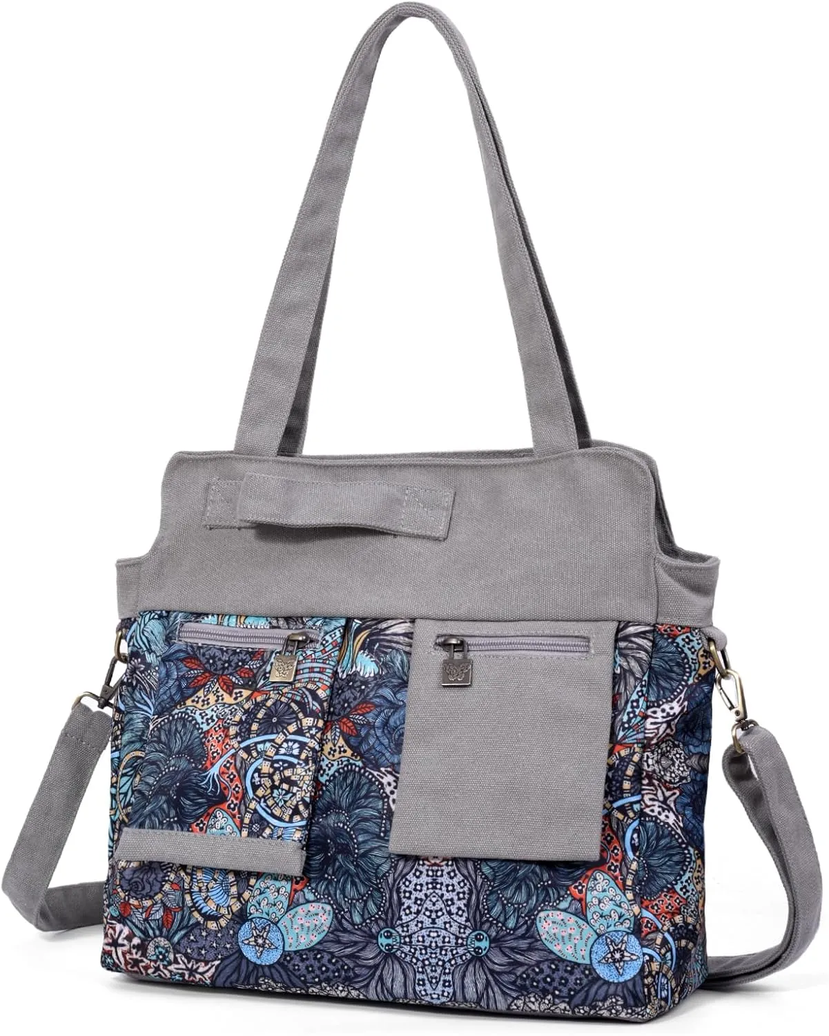 Black Butterfly boho series Large capacity canvas Personalized printing crossbody sling backpack， women tote handbags