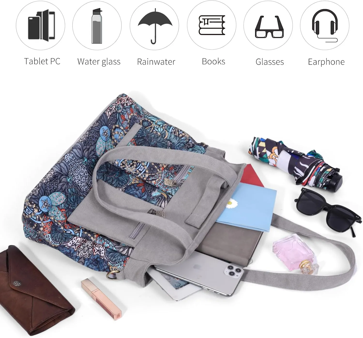 Black Butterfly boho series Large capacity canvas Personalized printing crossbody sling backpack， women tote handbags