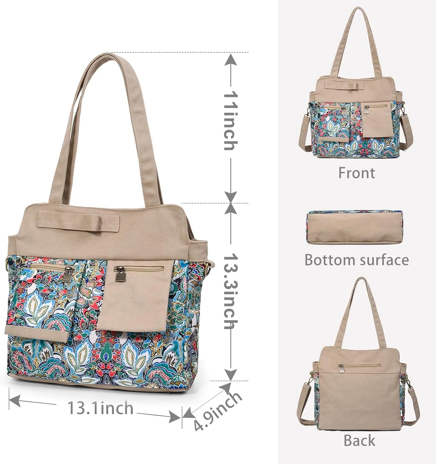 Black Butterfly boho series Large capacity canvas Personalized printing crossbody sling backpack， women tote handbags