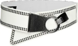 BlackButterfly Wide Elastic Stretch Retro Metal Interlock Buckle Belt