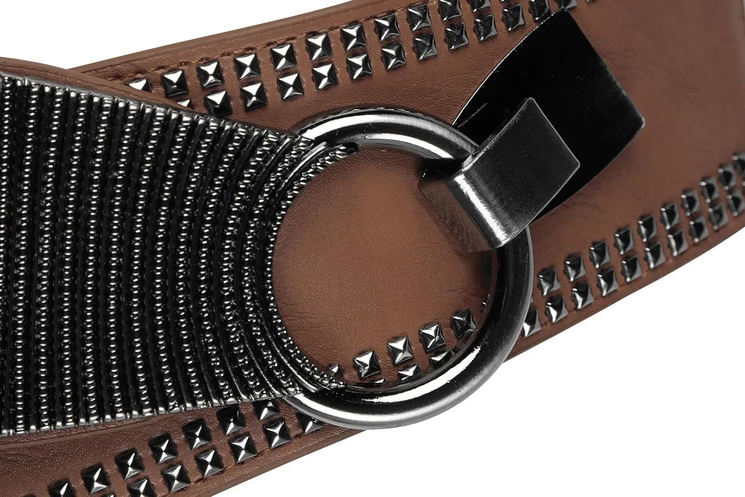 BlackButterfly Wide Elastic Stretch Retro Metal Interlock Buckle Belt