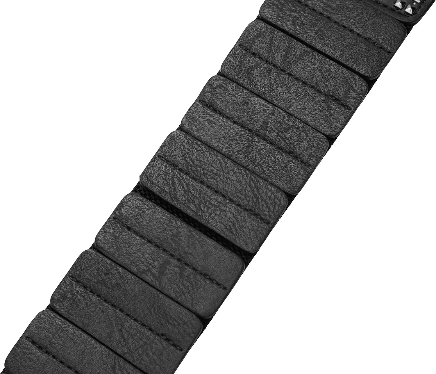 BlackButterfly Wide Elastic Stretch Retro Metal Interlock Buckle Belt