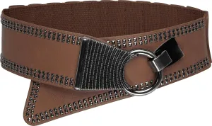 BlackButterfly Wide Elastic Stretch Retro Metal Interlock Buckle Belt