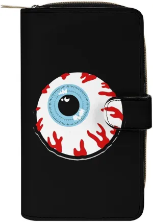Bloodshot Eyeball Hand Wallets for Women Zipper Leather Travel Clutch Purse with Compartment, 19.7x11x3.5cm, style, 202404166