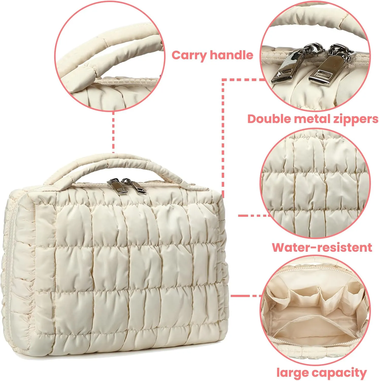 Bluboon Makeup Bag Zipper Pouch Travel Portable Cosmetic Bag Organizer for Women and Girls