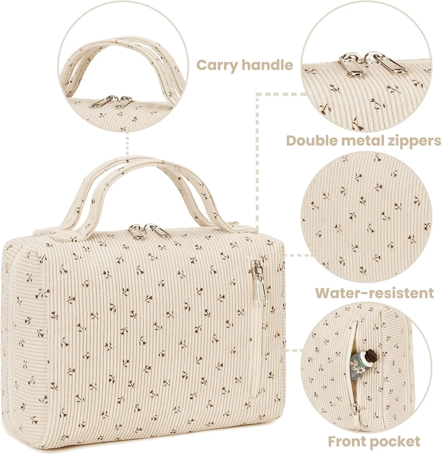 Bluboon Makeup Bag Zipper Pouch Travel Portable Cosmetic Bag Organizer for Women and Girls