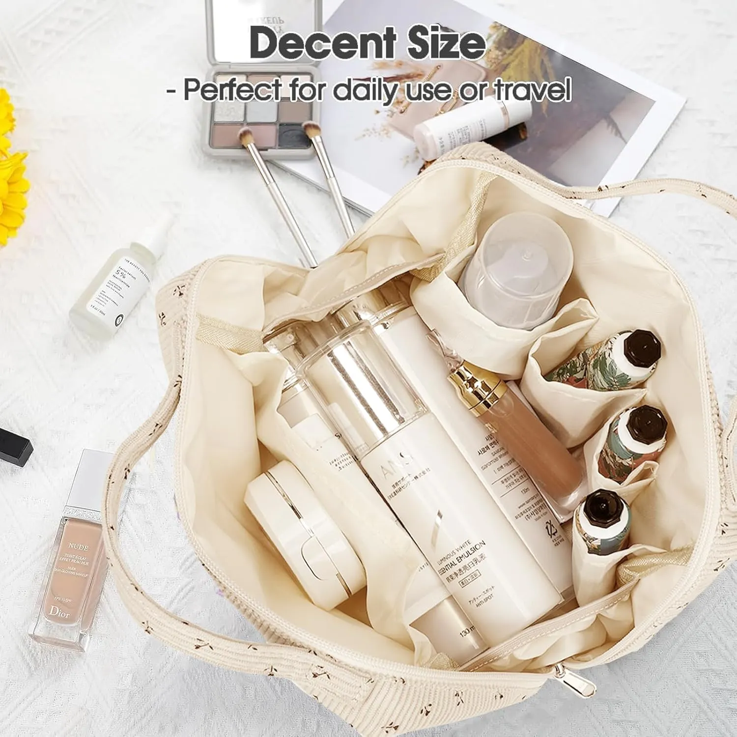 Bluboon Makeup Bag Zipper Pouch Travel Portable Cosmetic Bag Organizer for Women and Girls