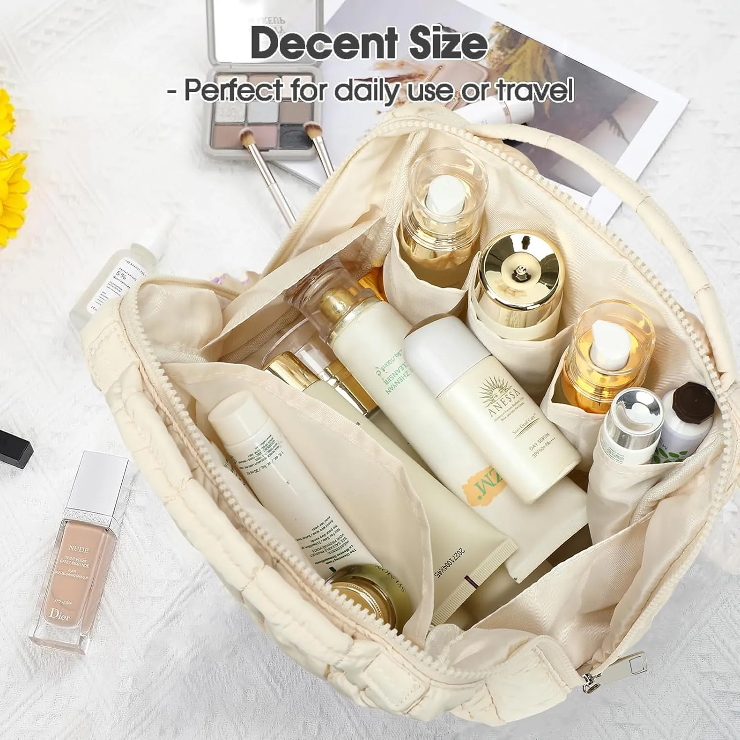 Bluboon Makeup Bag Zipper Pouch Travel Portable Cosmetic Bag Organizer for Women and Girls