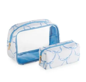 Blue Bow Cosmetic Cases (Set of 2)