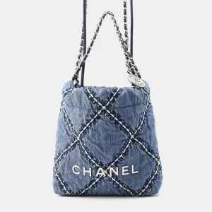 Blue Denim Chanel22 Stitch Mini Handbag