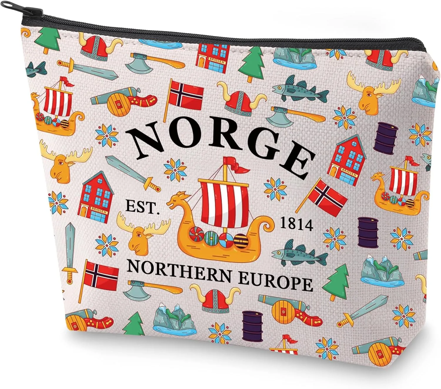 BLUPARK Norway Travel Cosmetic Bag Norwegian Gift Norge Makeup Bag Souvenirs Gift (Norge)