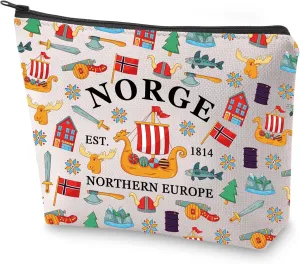 BLUPARK Norway Travel Cosmetic Bag Norwegian Gift Norge Makeup Bag Souvenirs Gift (Norge)