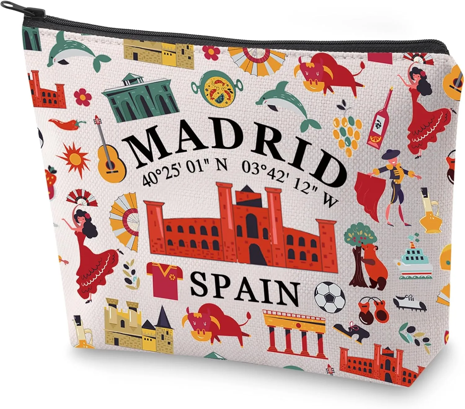 BLUPARK Spanish Mom Cosmetic Bag Madrid Souvenir Gift Madrid Spain Travel Makeup Bag Spain Lover Gift