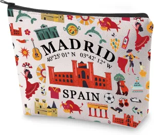BLUPARK Spanish Mom Cosmetic Bag Madrid Souvenir Gift Madrid Spain Travel Makeup Bag Spain Lover Gift