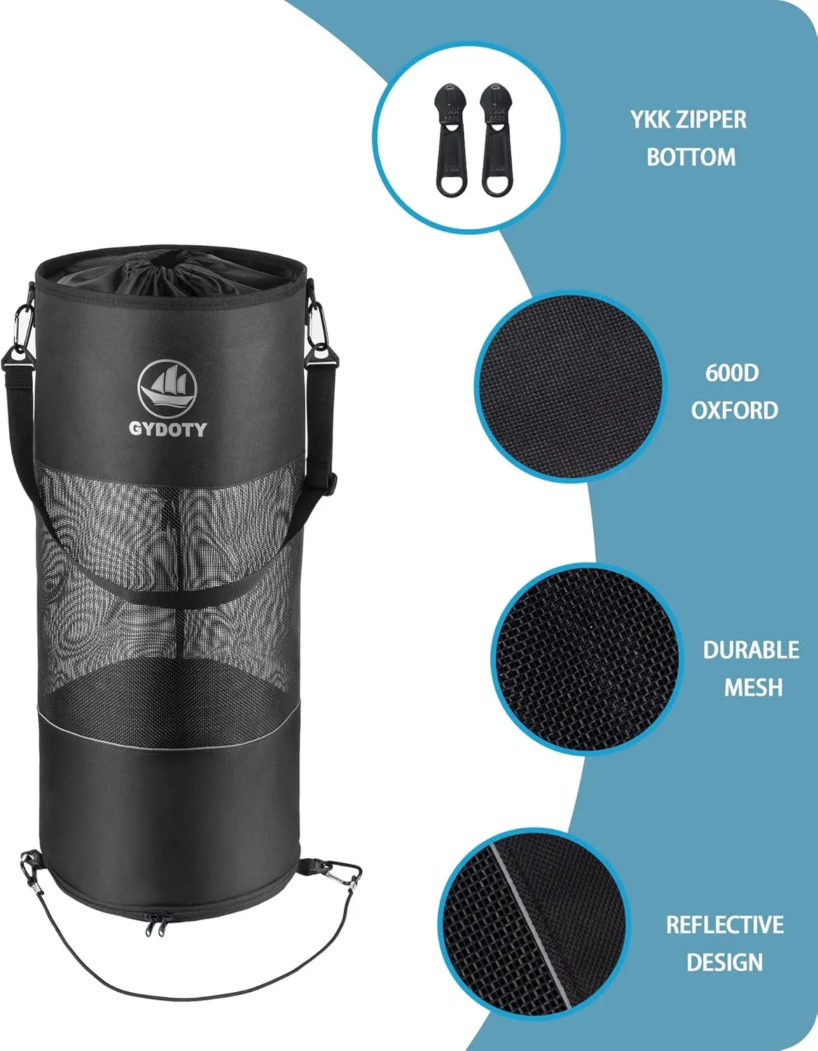 Boat Trash Bag Can - Boat Accessories Boat Owner Gifts for Men Boating Must Haves Reusable Mesh Boat Garbage Container(Black,YKK Short Zipper)