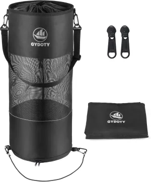 Boat Trash Bag Can - Boat Accessories Boat Owner Gifts for Men Boating Must Haves Reusable Mesh Boat Garbage Container(Black,YKK Short Zipper)