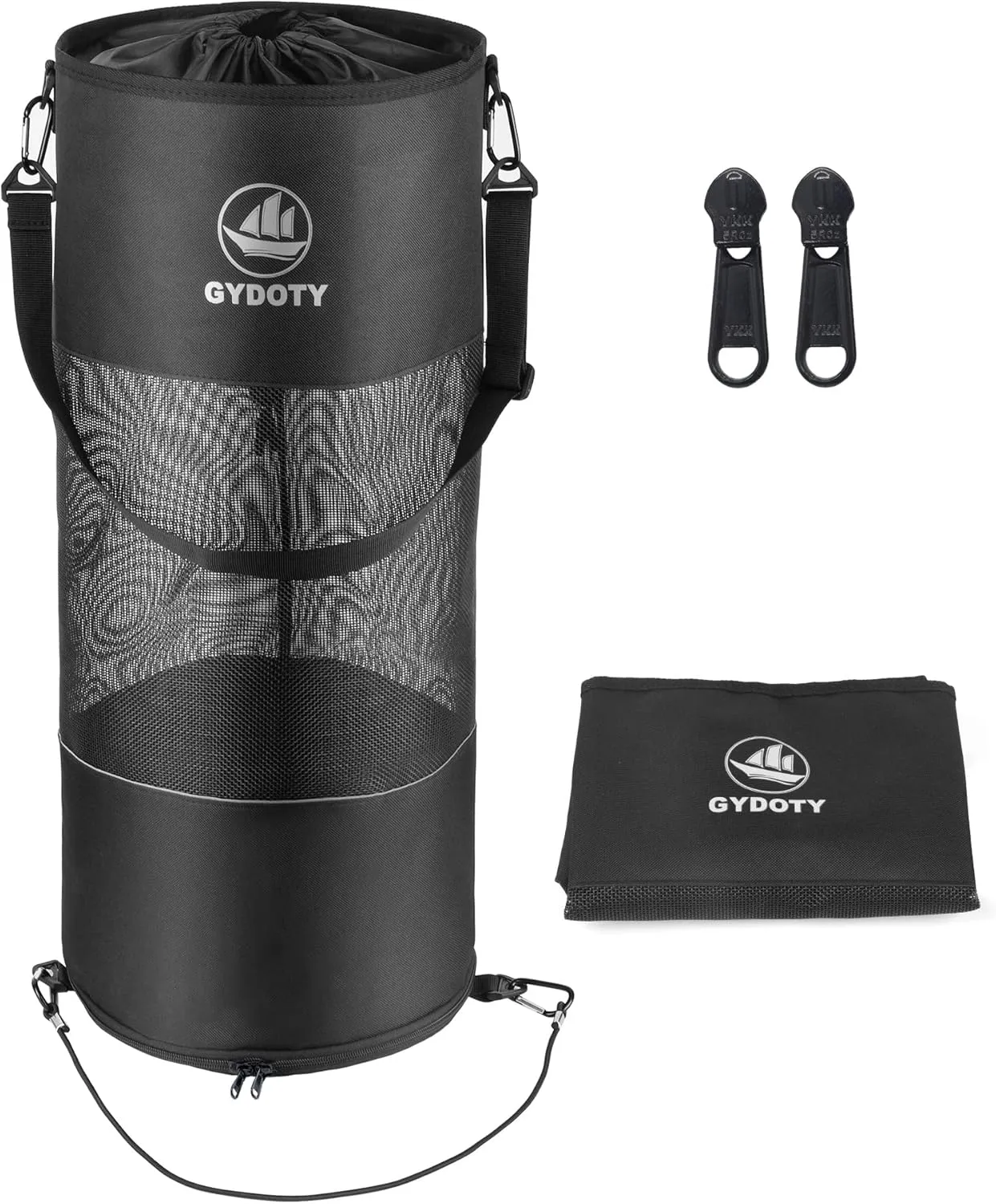Boat Trash Bag Can - Boat Accessories Boat Owner Gifts for Men Boating Must Haves Reusable Mesh Boat Garbage Container(Black,YKK Short Zipper)