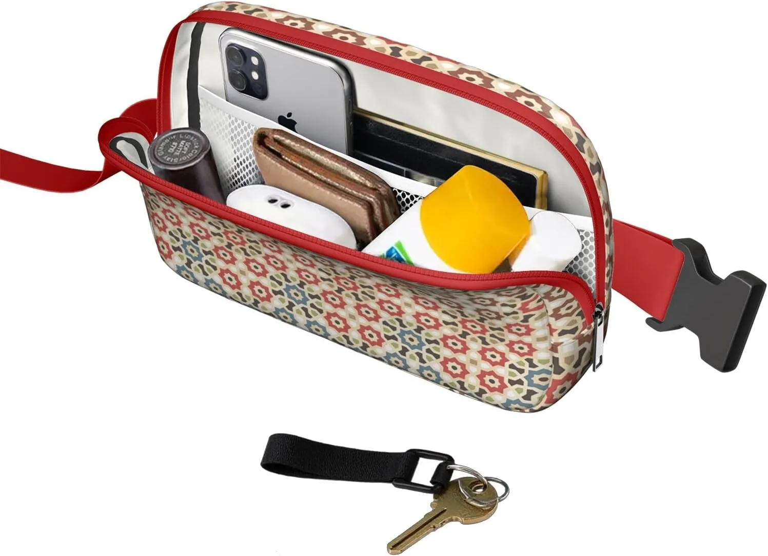 Bohemian Mini Belt Bag for Men Women Vintage Rustic Waist Packs Crossbody Bags Adjustable Strap for Hiking Cycling Running