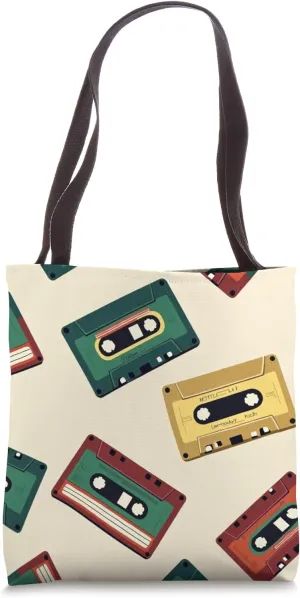 Boho Inspired Vintage Cassette Tapes Music Lover Design Tote Bag