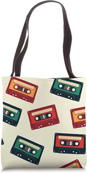 Boho Inspired Vintage Cassette Tapes Music Lover Gift Design Tote Bag