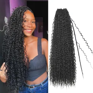 Boho Island Twist Crochet Hair 24 inch Senegalese Twist Crochet Soft Hair with Curly Ends 8 Packs Pre-looped Bohemian Goddess Twist Synthetic Braids Crochet Hair for Black Women (24Inch,1B)