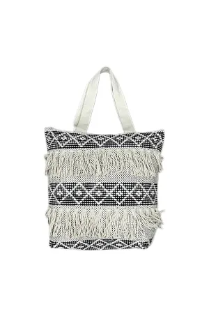 Boho Lush Cotton Handmade Tufted Beach Tote Bag