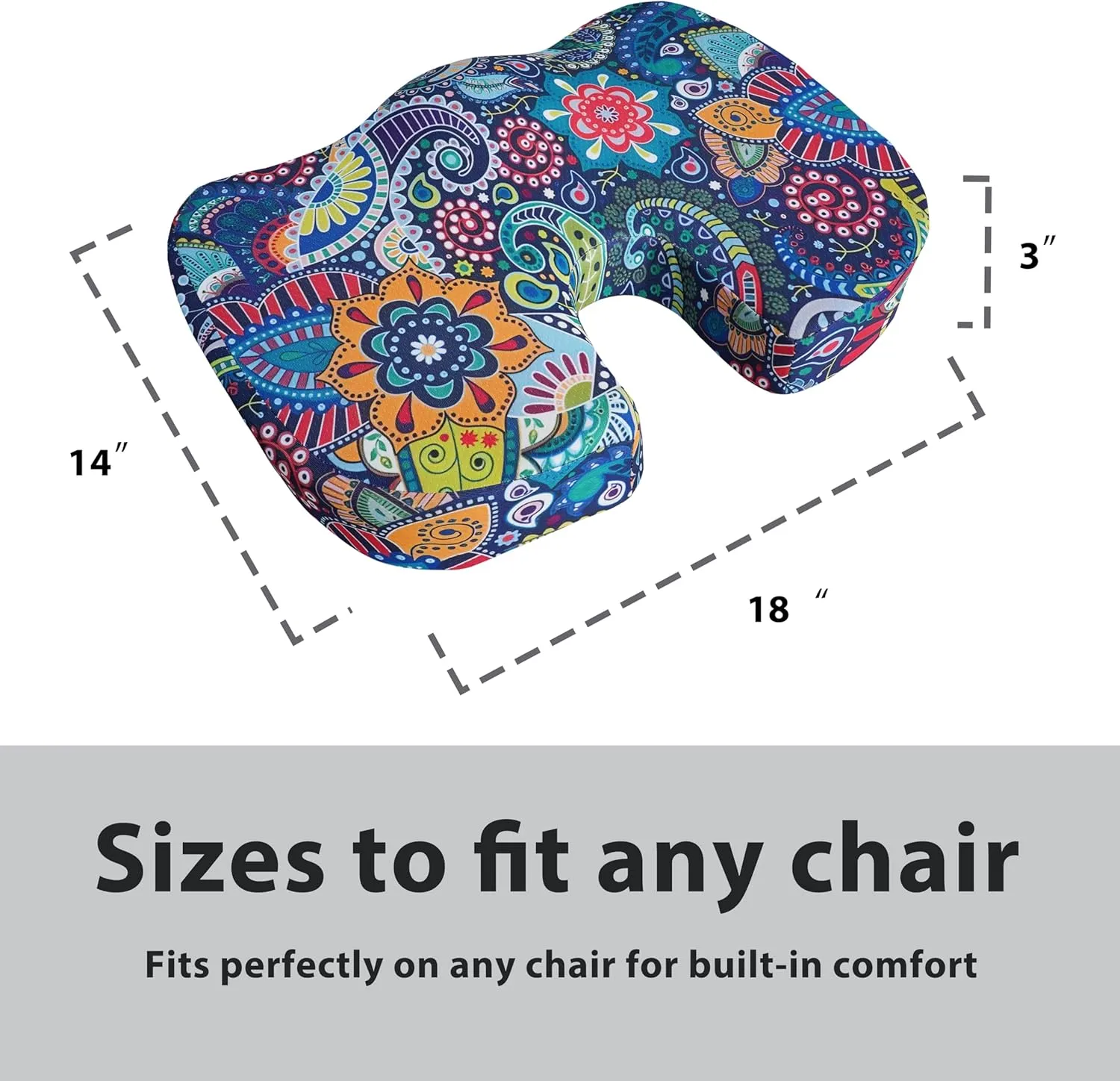 Boho Seat Cushion for Tailbone Pain Relief Office Computer Memory Foam Chair Cushion for Pressure Relief Coccyx Cushion Tailbone Pain & Sciatica for Boho Lover