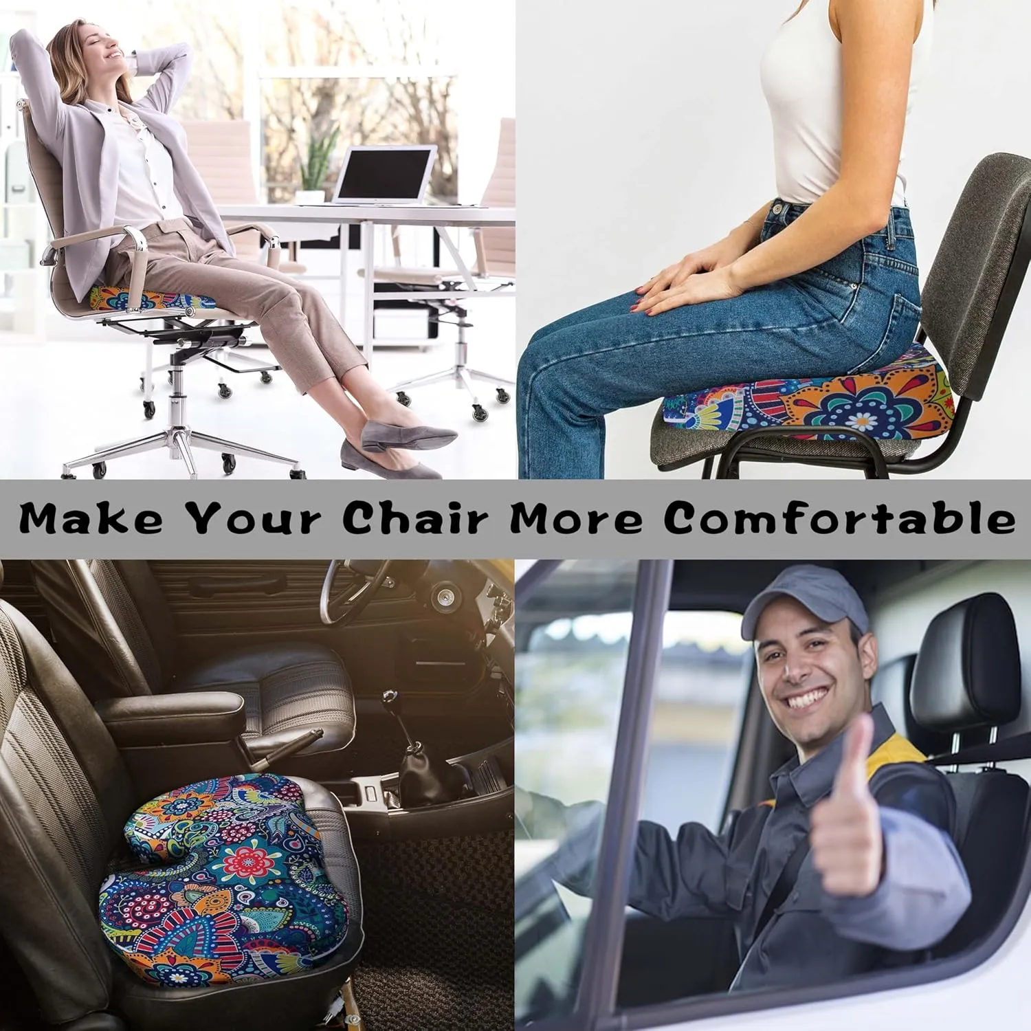 Boho Seat Cushion for Tailbone Pain Relief Office Computer Memory Foam Chair Cushion for Pressure Relief Coccyx Cushion Tailbone Pain & Sciatica for Boho Lover