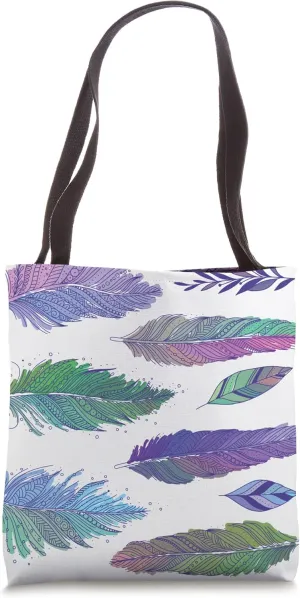 Boho Whimsy Feathers Hippie Native Chic Turquoise Fashion Tote Bag