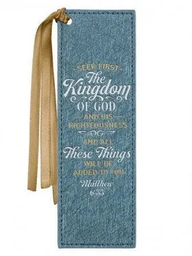 Bookmark Seek First The Kingdom Of God Blue Faux Leather Bmf153