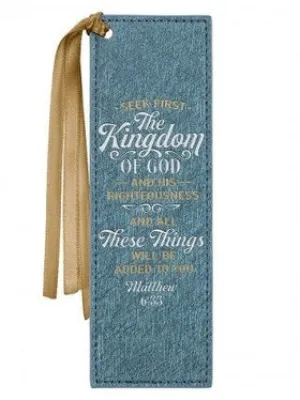 Bookmark Seek First The Kingdom Of God Blue Faux Leather Bmf153