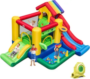BOUNTECH Inflatable Bounce House with Ball Pit, Dual Slides Bouncy House for Kids Aged 3  Backyard Party Fun w/Blower, Kids Bounce House with Slide for Boys Girls Indoor Outdoor Birthday Party Gift