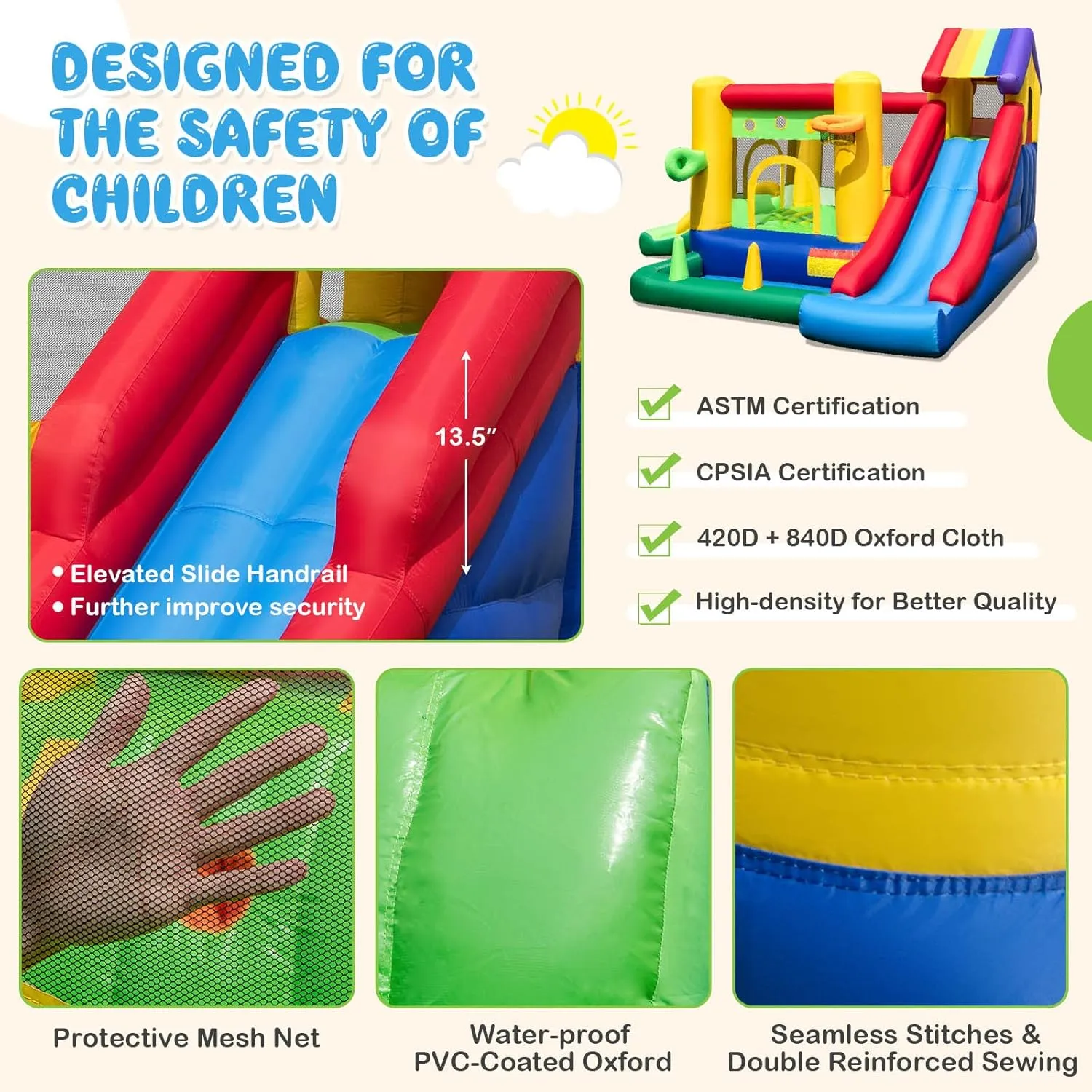 BOUNTECH Inflatable Bounce House with Ball Pit, Dual Slides Bouncy House for Kids Aged 3  Backyard Party Fun w/Blower, Kids Bounce House with Slide for Boys Girls Indoor Outdoor Birthday Party Gift