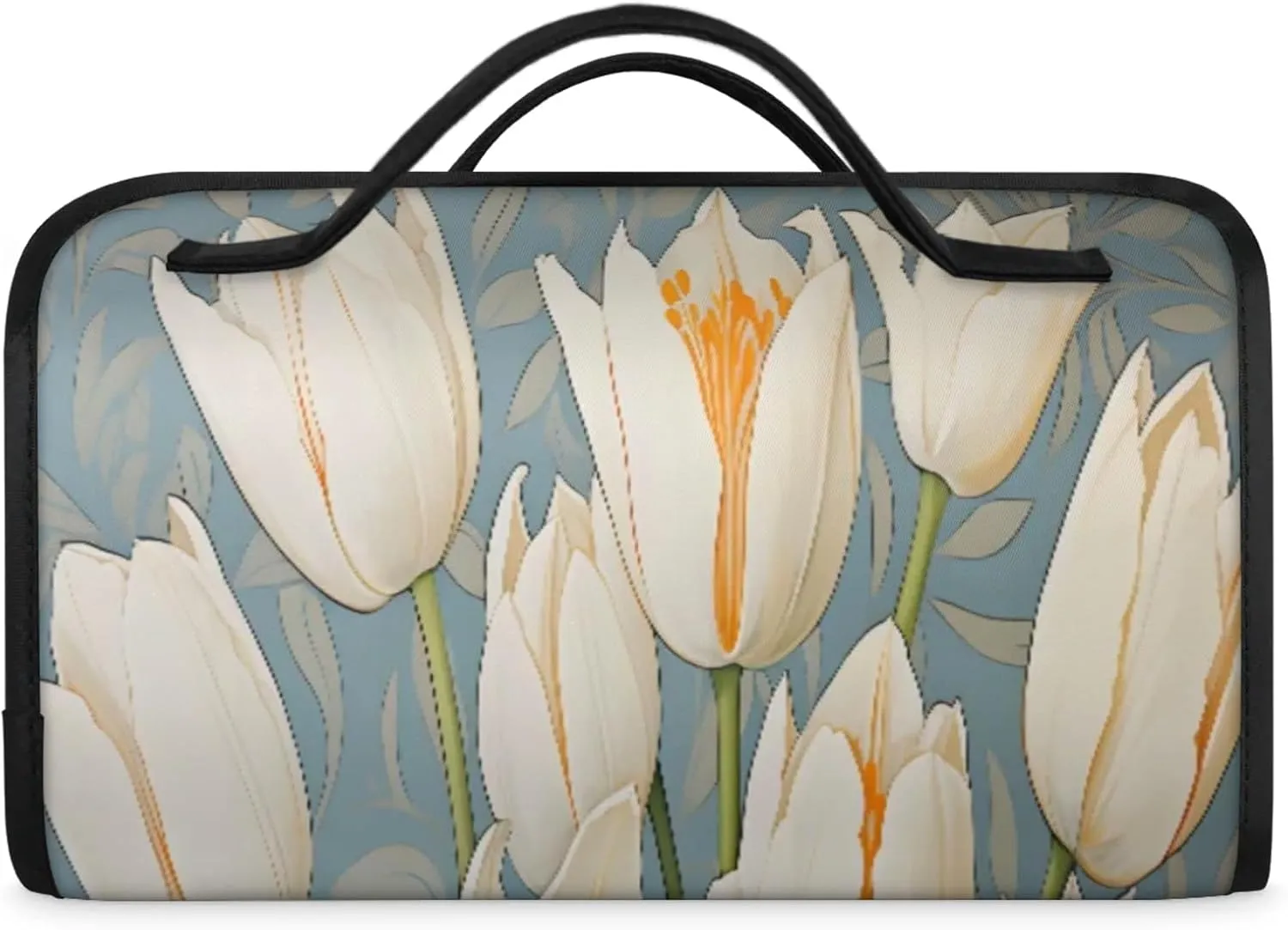 Bouquet Wallpaper Landscape Toiletry Bag Water Proof Travel Makeup Case Large Capacity 4 in 1 Foldable Cosmetics Storage for Women Men Removable Zipper Clear PVC Pockets