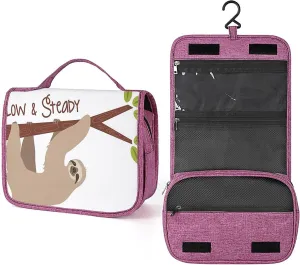 Branch Sloth,Toiletry Bag for Women,Australian Mammal on Tree Branch Sloth,Water-resistant Hanging Bathroom Travel Makeup Organizer,Cosmetic Case Traveling for Full Accessories,Brown