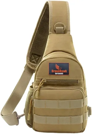 BraveHawk OUTDOORS Sling Chest Bag, 900D Nylon Tactical MOLLE Compact Crossbody Hiking Cycling Pack