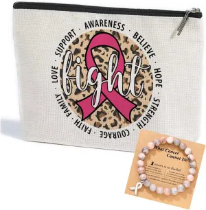 Breast Cancer Survivor Gifts for Woman Makeup Bag Get Well Soon Gifts for Women Makeup Pouch Breast Cancer Awareness Gifts Cancer Care Gifts for Women Cancer Fighter Birthday Cosmetic Travel Bag