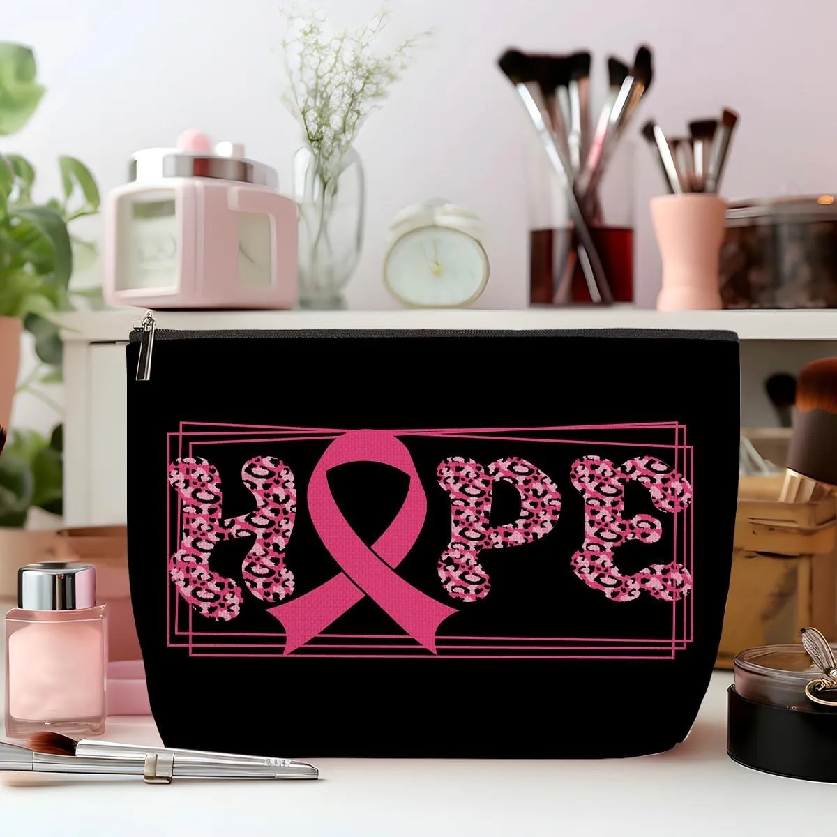 Breast Cancer Survivor Gifts for Woman Makeup Bag Get Well Soon Gifts for Women Makeup Pouch Breast Cancer Awareness Gifts Cancer Care Gifts for Women Friends Birthday Christmas Cosmetic Travel Bag