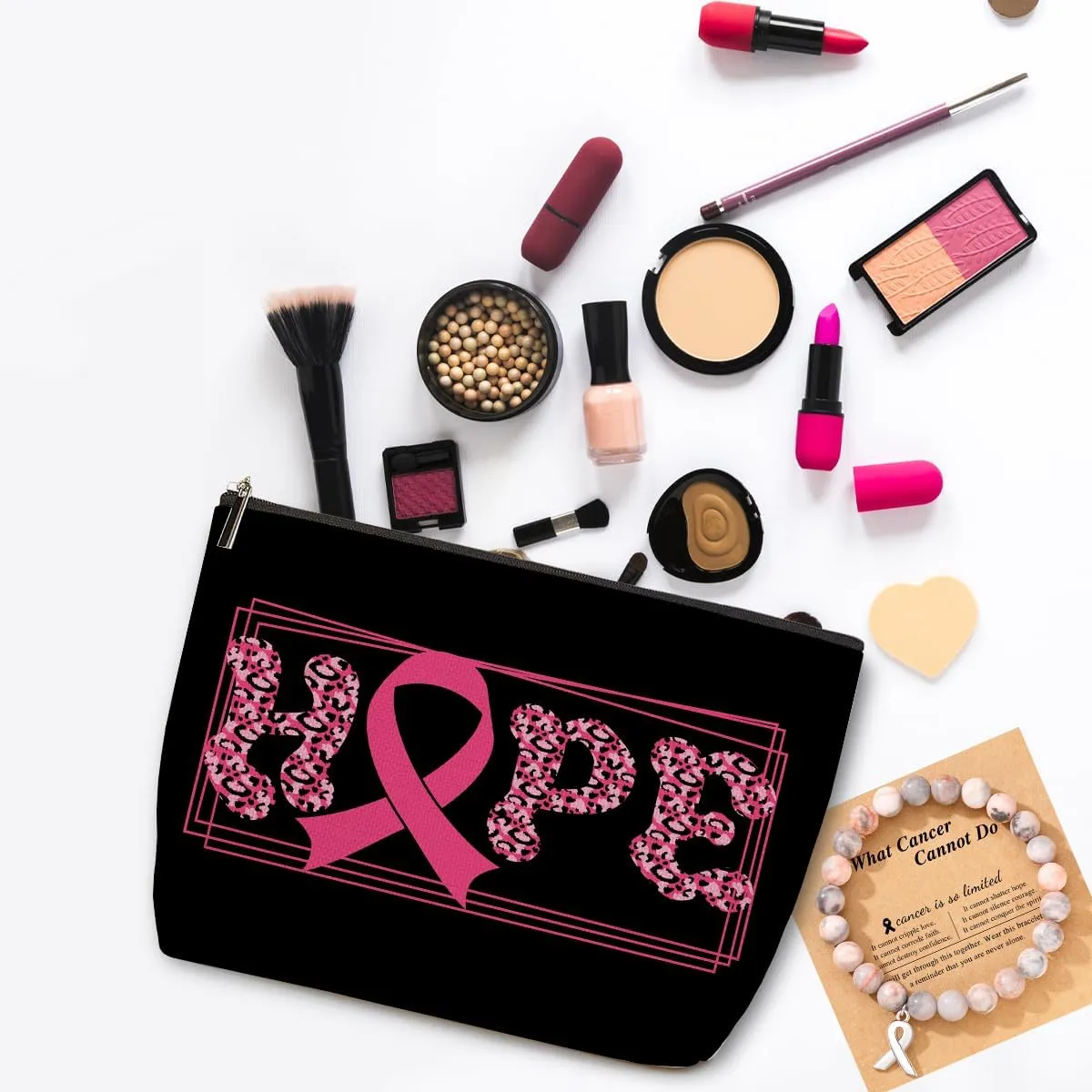 Breast Cancer Survivor Gifts for Woman Makeup Bag Get Well Soon Gifts for Women Makeup Pouch Breast Cancer Awareness Gifts Cancer Care Gifts for Women Friends Birthday Christmas Cosmetic Travel Bag