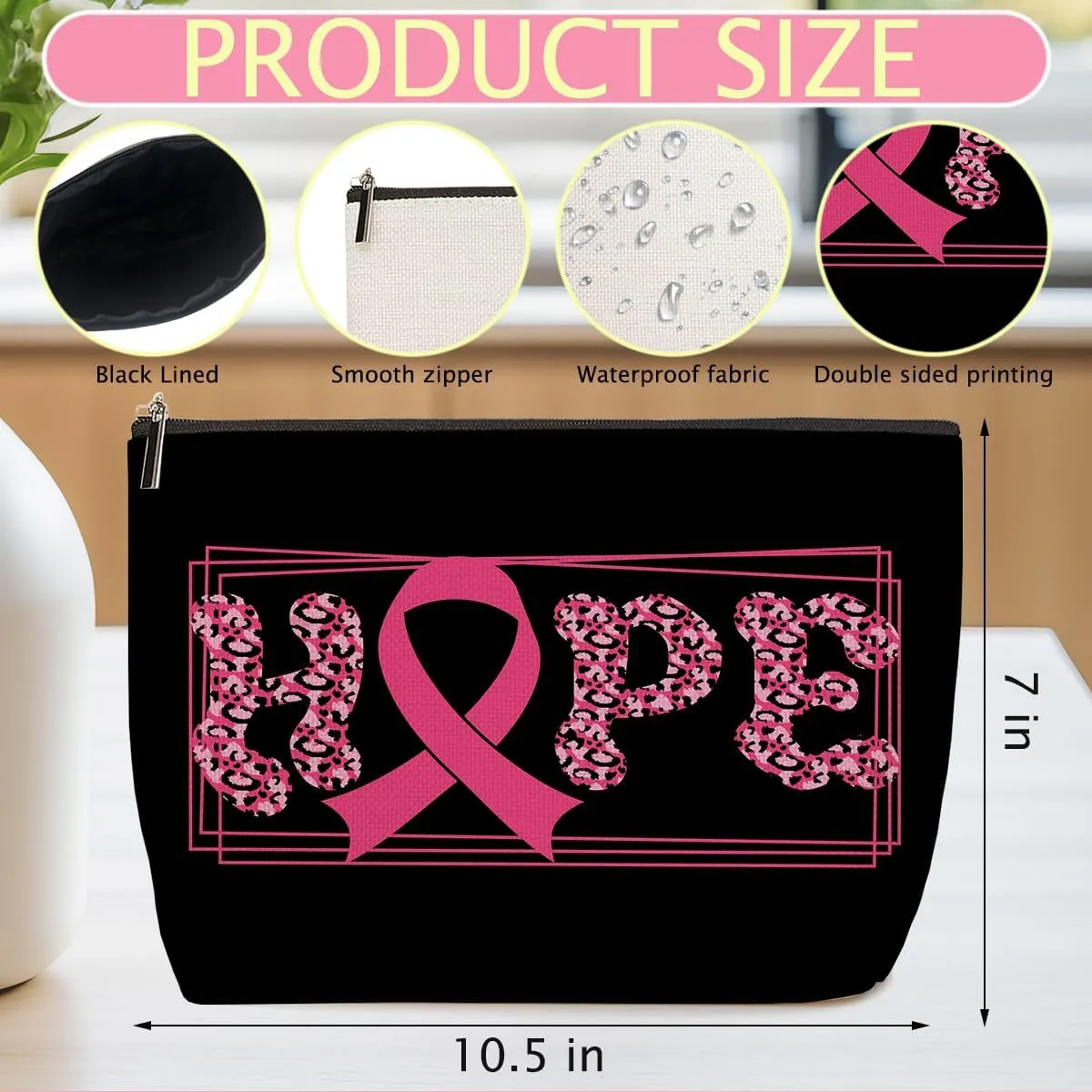 Breast Cancer Survivor Gifts for Woman Makeup Bag Get Well Soon Gifts for Women Makeup Pouch Breast Cancer Awareness Gifts Cancer Care Gifts for Women Friends Birthday Christmas Cosmetic Travel Bag