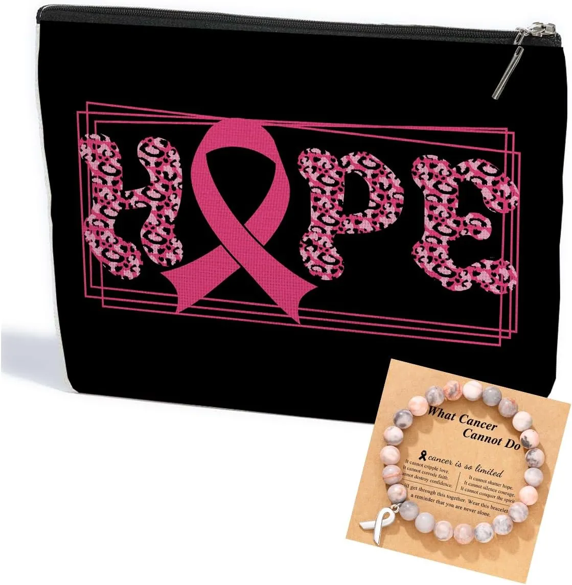 Breast Cancer Survivor Gifts for Woman Makeup Bag Get Well Soon Gifts for Women Makeup Pouch Breast Cancer Awareness Gifts Cancer Care Gifts for Women Friends Birthday Christmas Cosmetic Travel Bag