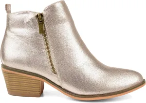 Brinley Co. Womens Faux Leather Stacked Heel Side Zip Booties