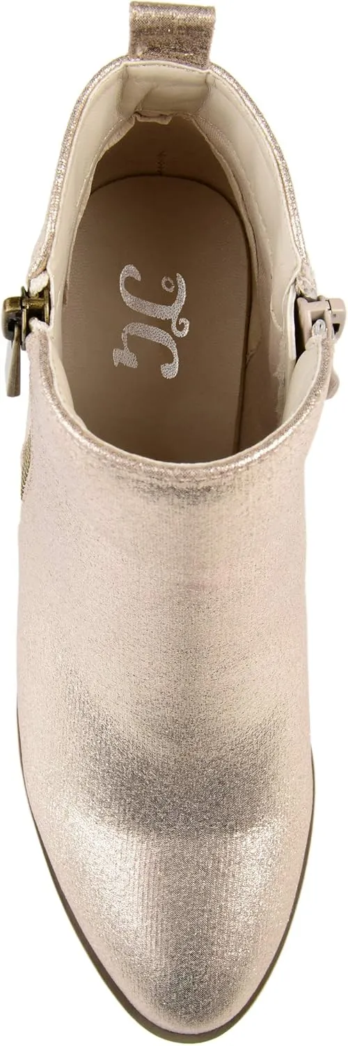 Brinley Co. Womens Faux Leather Stacked Heel Side Zip Booties